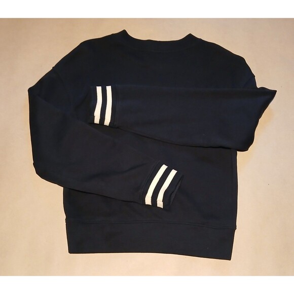 All Saints Womens 100%Cotton Cropped Sweater Sz XS Black Long Sleeves Striped - Picture 4 of 8